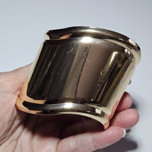 Bracelet Bold Thick Chunky Gold Tone Cuff Jewelry Approx 7.85"